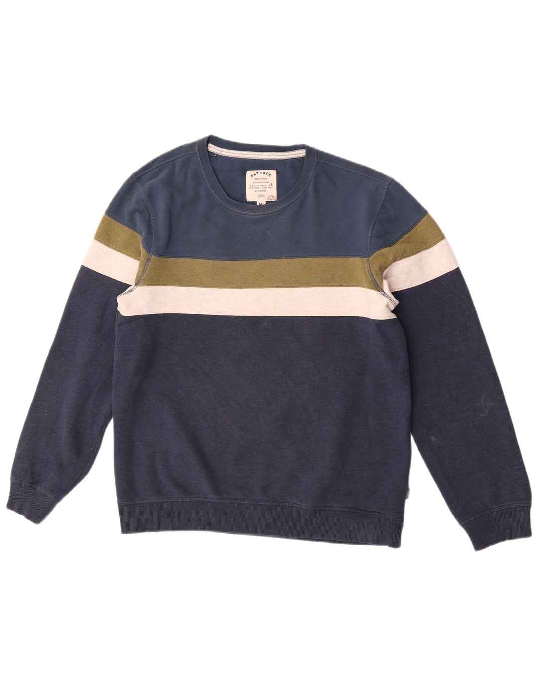 Fat Face Mens Sweatshirt Jumper Medium Navy Blue Colourblock Cotton