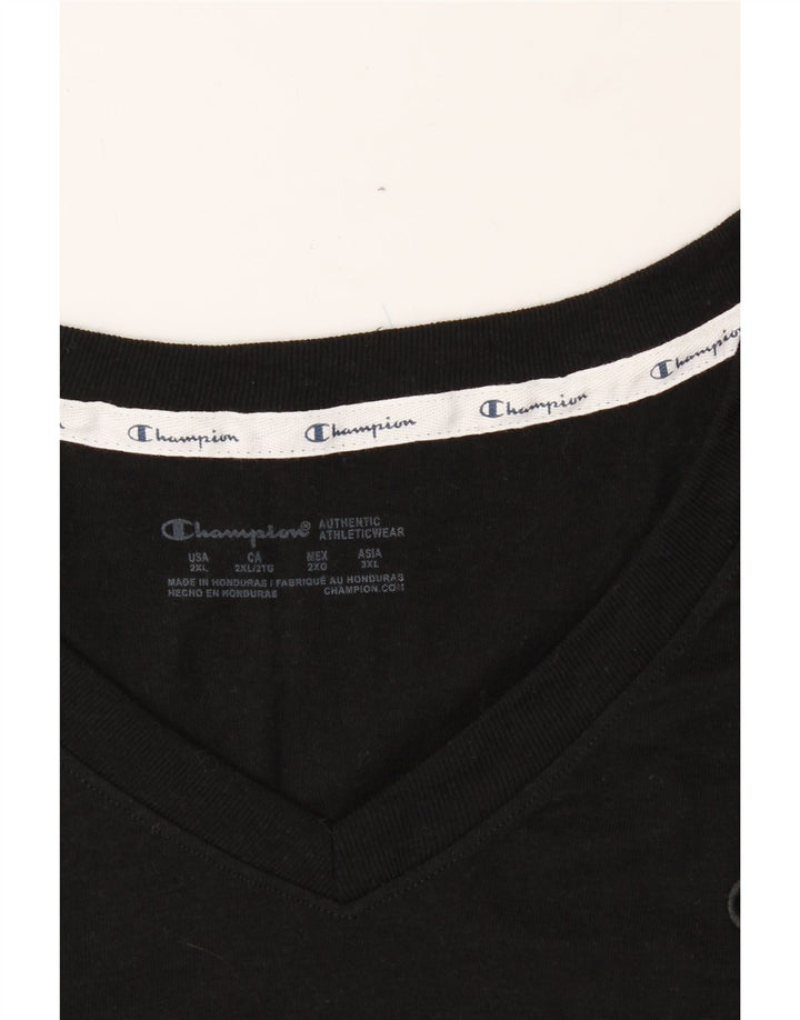 CHAMPION Womens T-Shirt Top UK 20 2XL Black Polyester Vintage Champion and Second-Hand Champion from Messina Hembry 