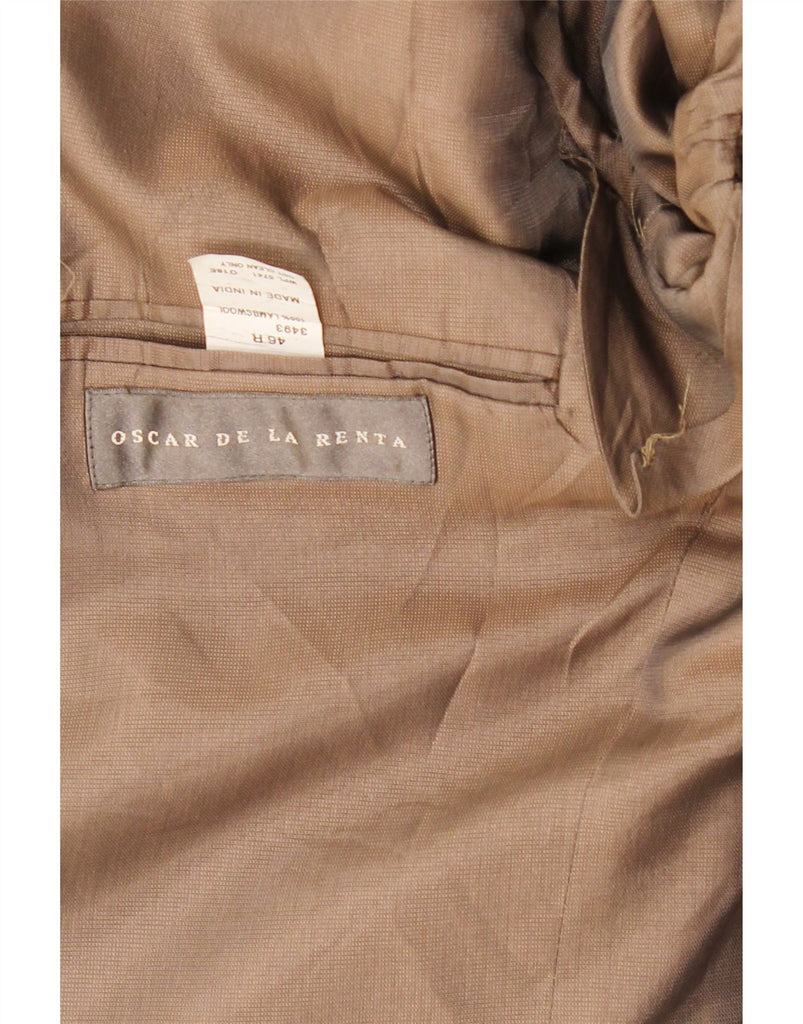 OSCAR DE LA RENTA Mens 2 Button Blazer Jacket UK 46 3XL Brown Herringbone Vintage Oscar De La Renta and Second-Hand Oscar De La Renta from Messina Hembry 