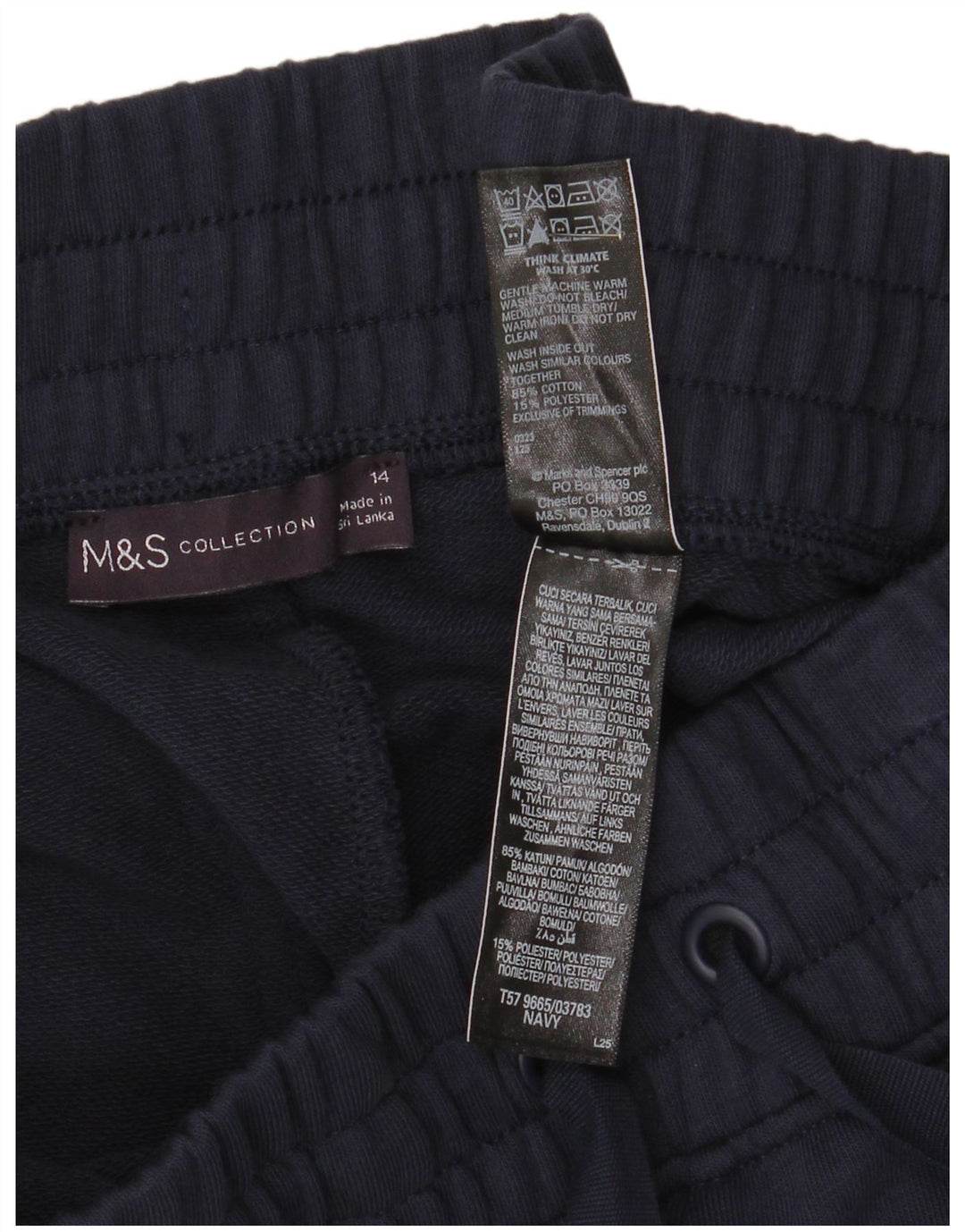 Marks & Spencer Womens Sport Shorts UK 14 Large Navy Blue Cotton