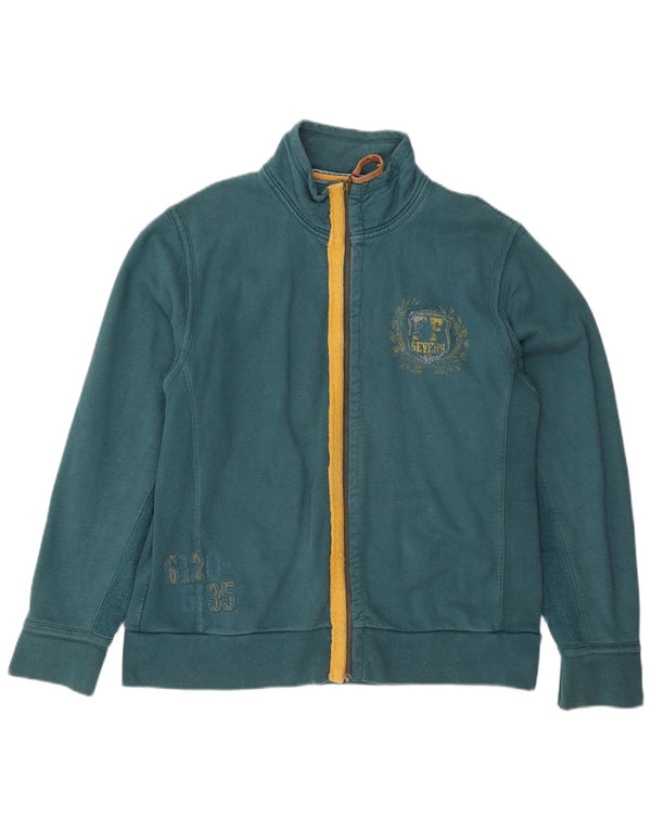 Fat Face Mens Graphic Tracksuit Top Jacket Large Green Cotton