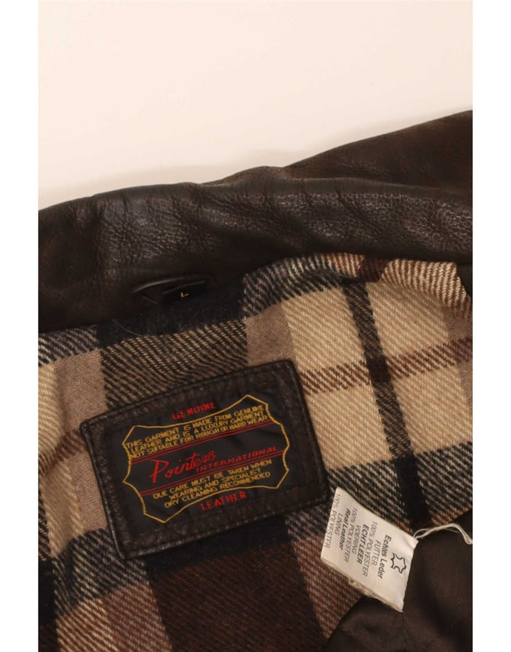 Pointers Mens Leather Jacket UK 40 Large Brown