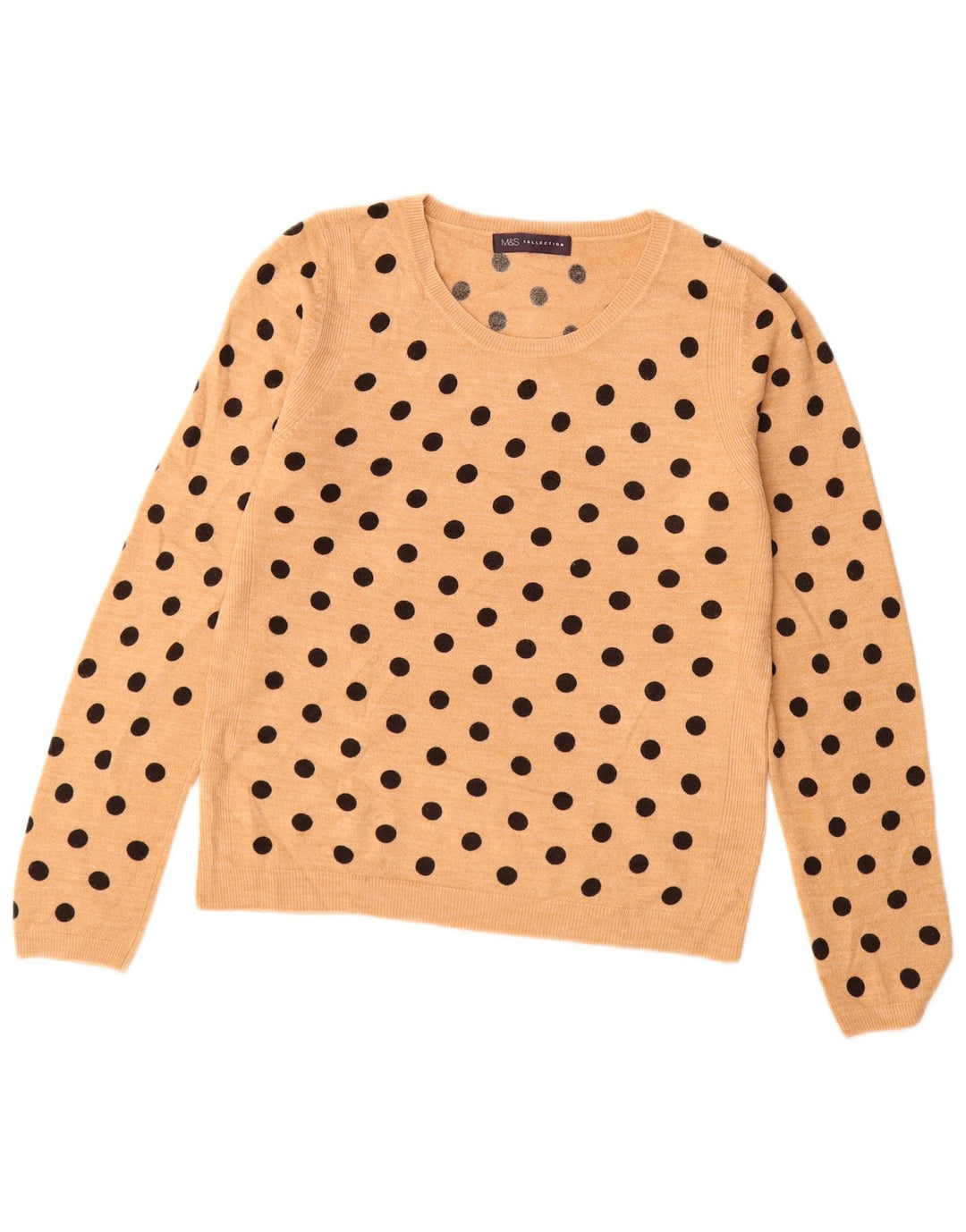 MARKS & SPENCER Womens Boat Neck Jumper Sweater UK 10 Small Beige