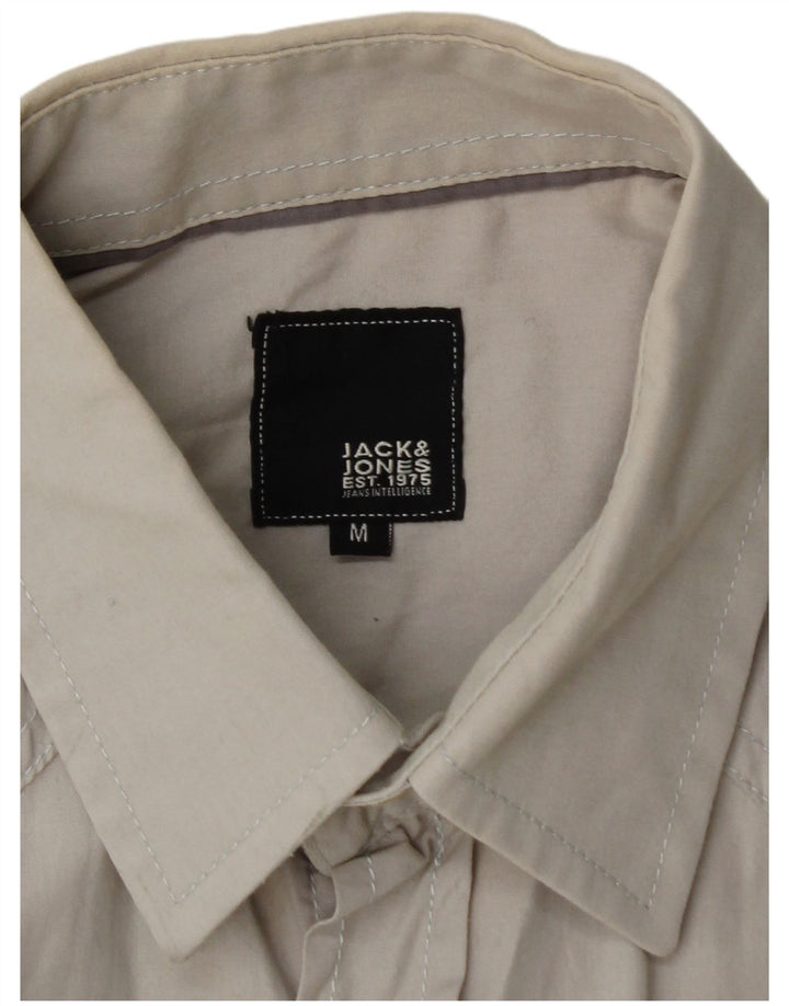 JACK & JONES Mens Short Sleeve Shirt Medium Grey Cotton
