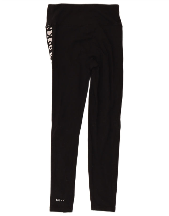 Dkny Womens Graphic Leggings UK 4 XS  Black Cotton