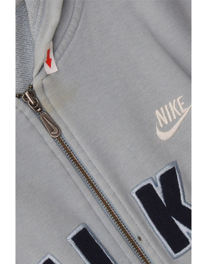 Nike Boys Graphic Zip Hoodie Sweater 13-14 Years XL Blue Colourblock Cotton