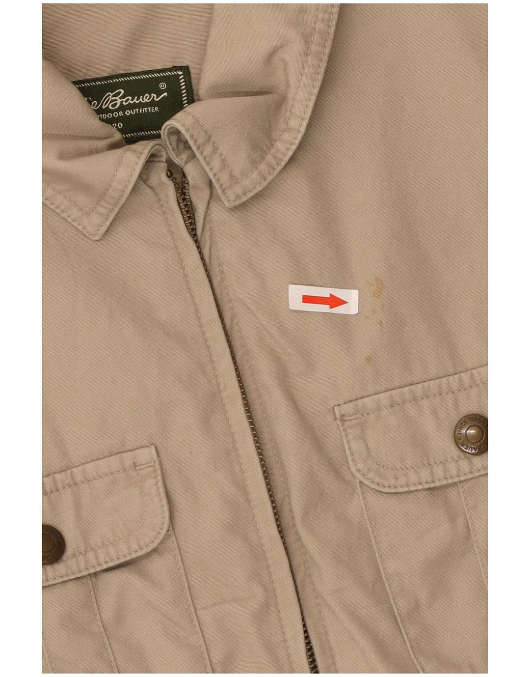 Eddie Bauer Womens Utility Jacket UK 12 Medium Beige Cotton