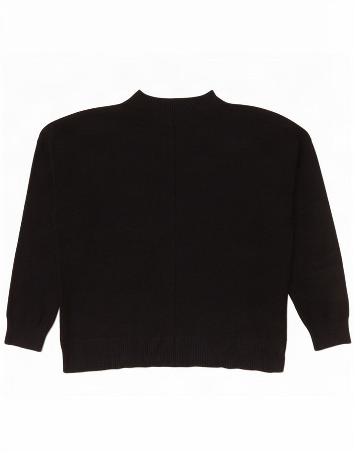 Oasis Womens Crew Neck Jumper Sweater UK 14 Medium Black Viscose
