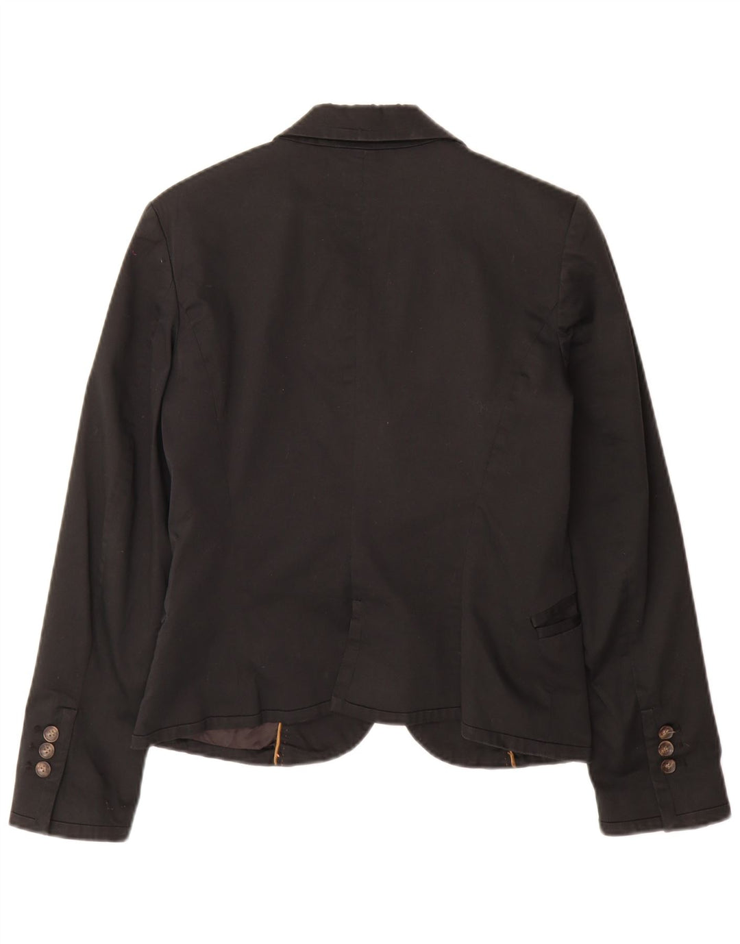 Zara Womens 2 Button Blazer Jacket UK 14 Large Black Cotton