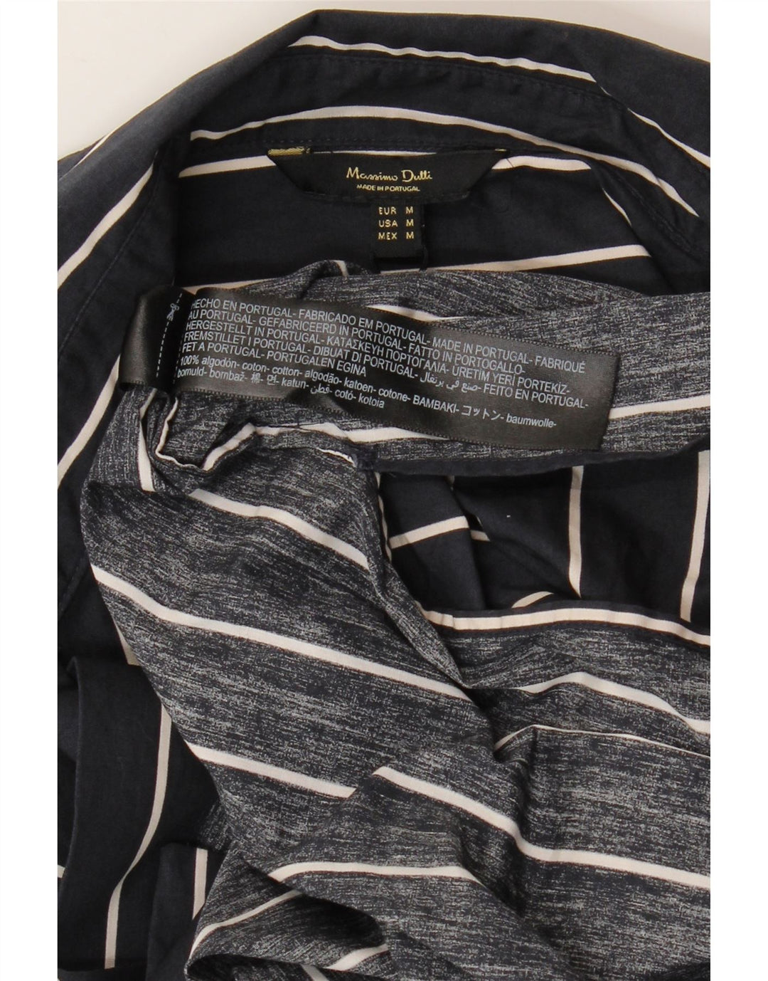 MASSIMO DUTTI Womens Cardigan Top UK 14 Medium Navy Blue Striped Cotton