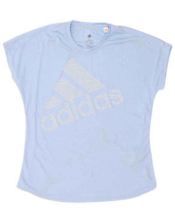 Adidas Womens Graphic T-Shirt Top UK 16/18 Large Blue Polyester