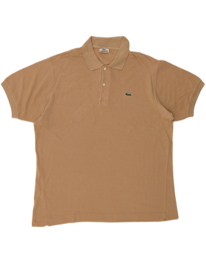 LACOSTE Mens Polo Shirt Size 5 Large Beige Cotton