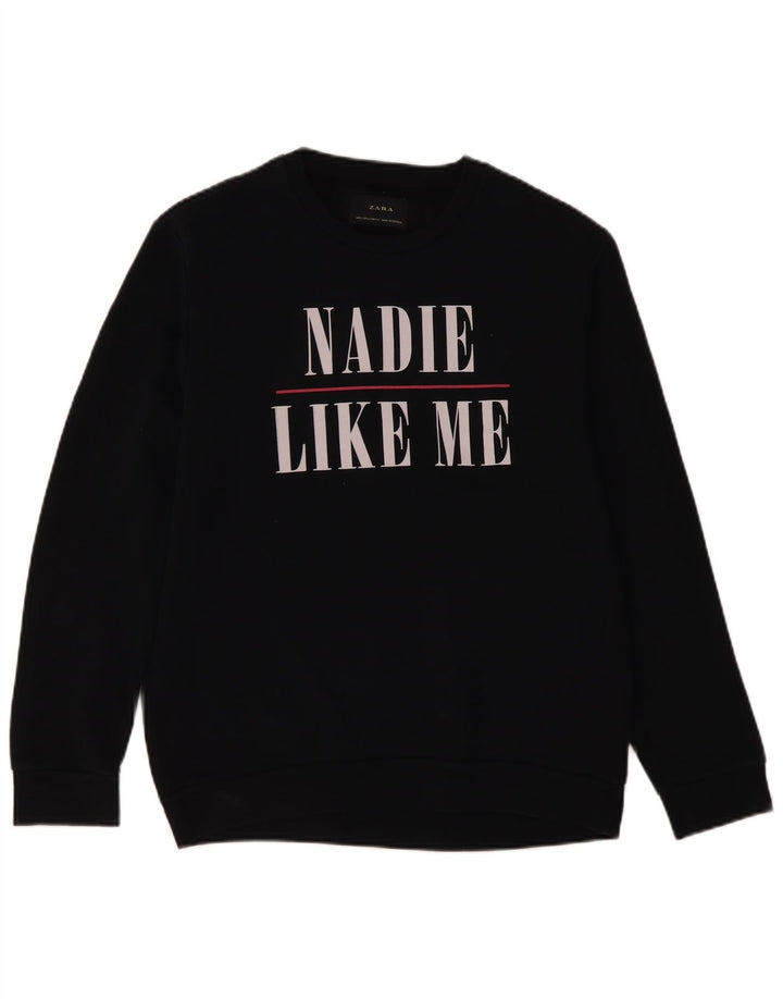 Zara Mens Graphic Sweatshirt Jumper Large Black