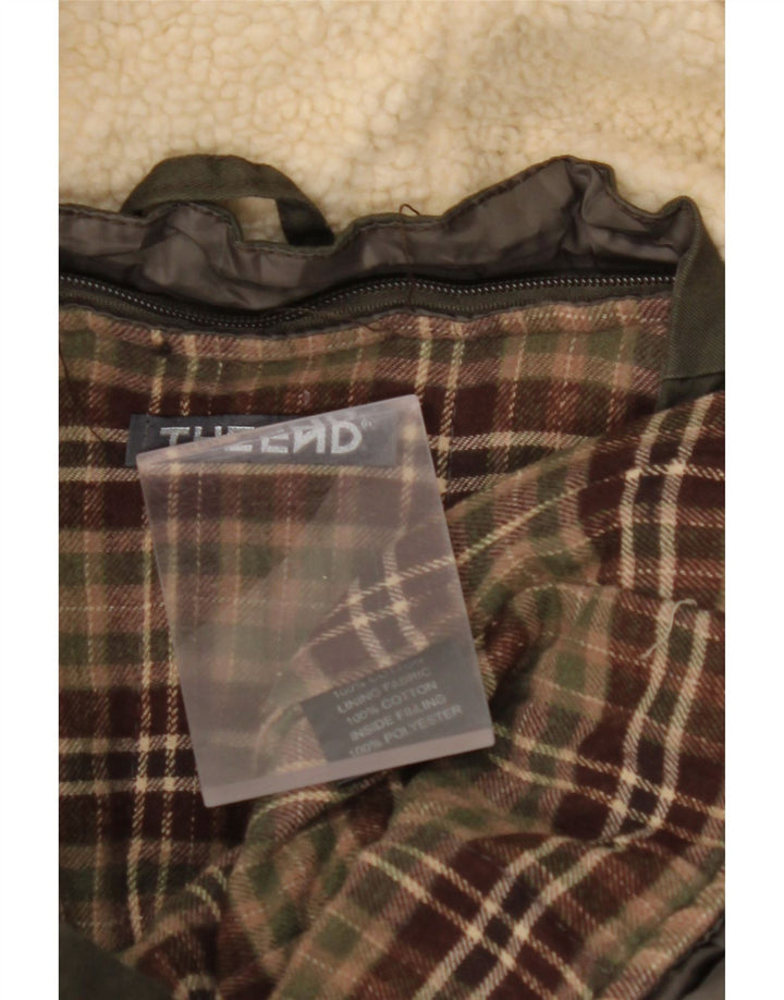 VINTAGE Mens Hooded Parka Jacket UK 40 Large Khaki Cotton