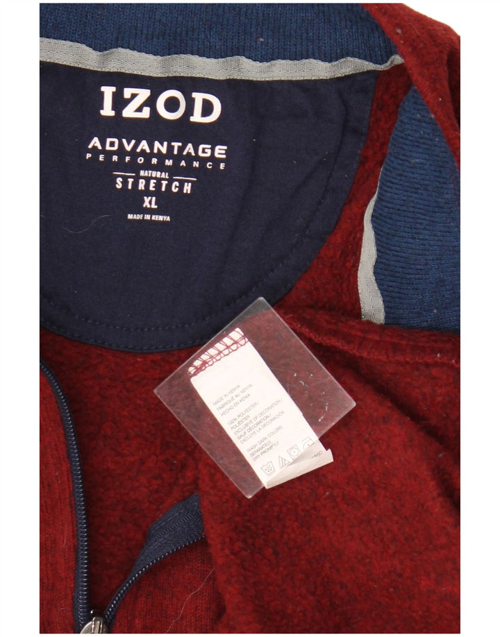 Izod Mens Zip Neck Sweatshirt Jumper XL Red Flecked Polyester