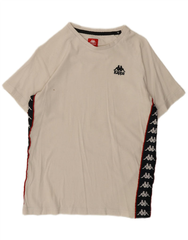 Kappa Mens Graphic T-Shirt Top Small Off White Cotton