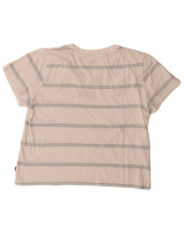 Levi's Womens Crop Graphic T-Shirt Top UK 10 Small White Striped