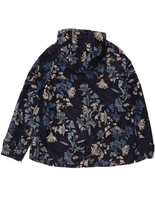 Joules Womens Hooded Rain Jacket UK 16 Large Navy Blue Floral Cotton