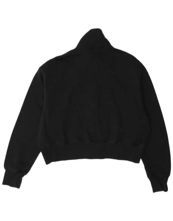 Nike Womens Crop Oversized Tracksuit Top Jacket UK 6 XS Navy Blue Cotton