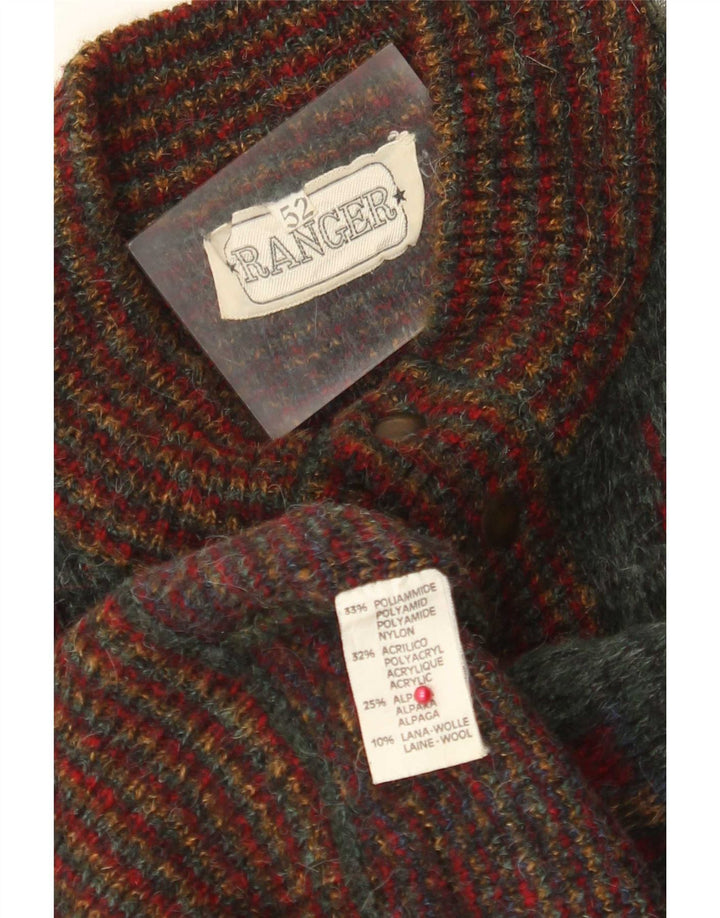 Ranger Mens Abstract Pattern Cardigan Sweater IT 52 Large Green Polyamide