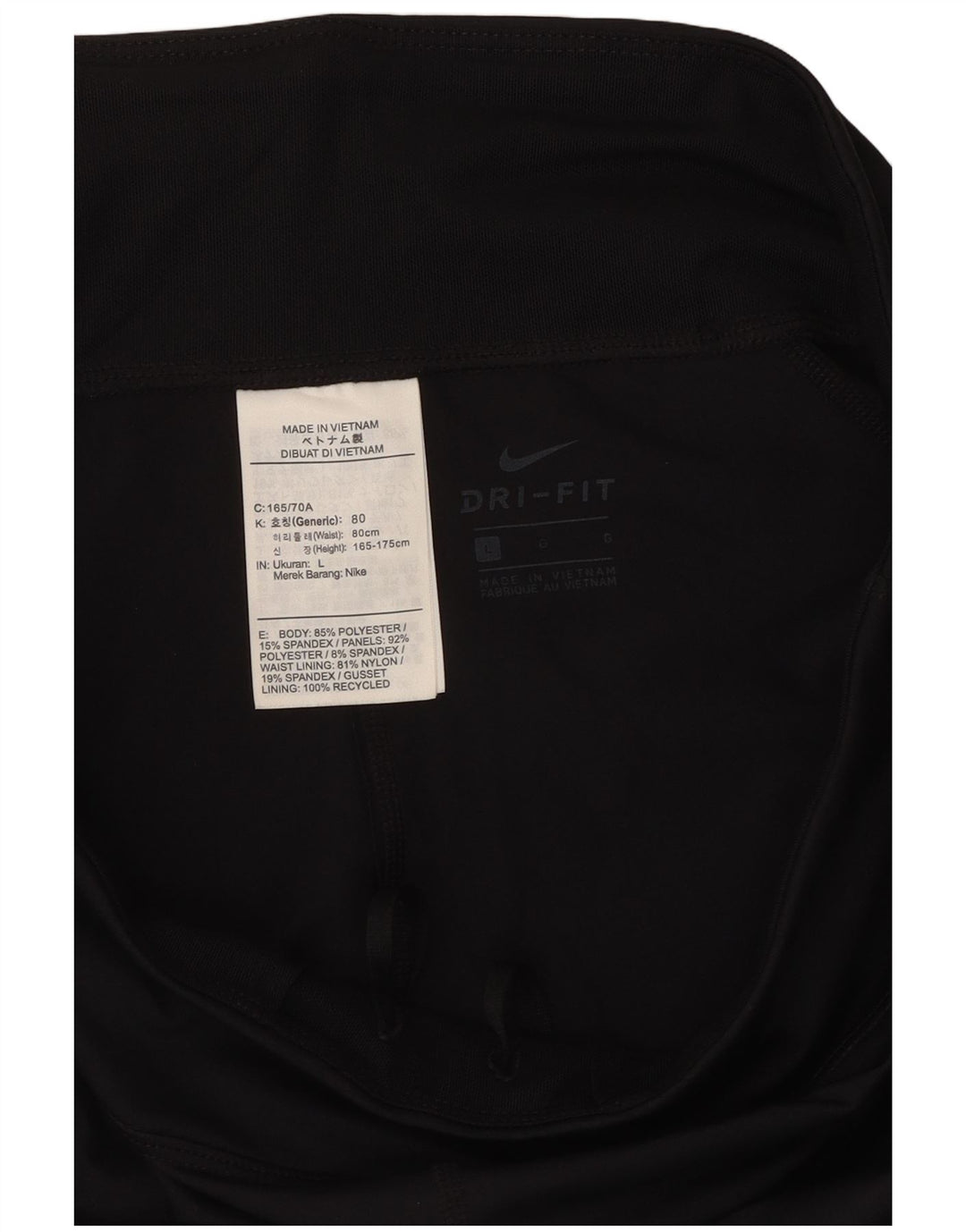 NIKE Womens Dri Fit Leggings UK 16 Large Black Polyester