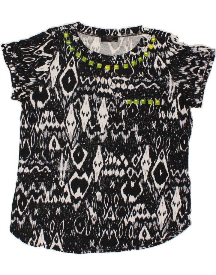 GUESS Womens Abstract Pattern Tunic Dress UK 14 Medium Black Viscose Vintage Guess and Second-Hand Guess from Messina Hembry 