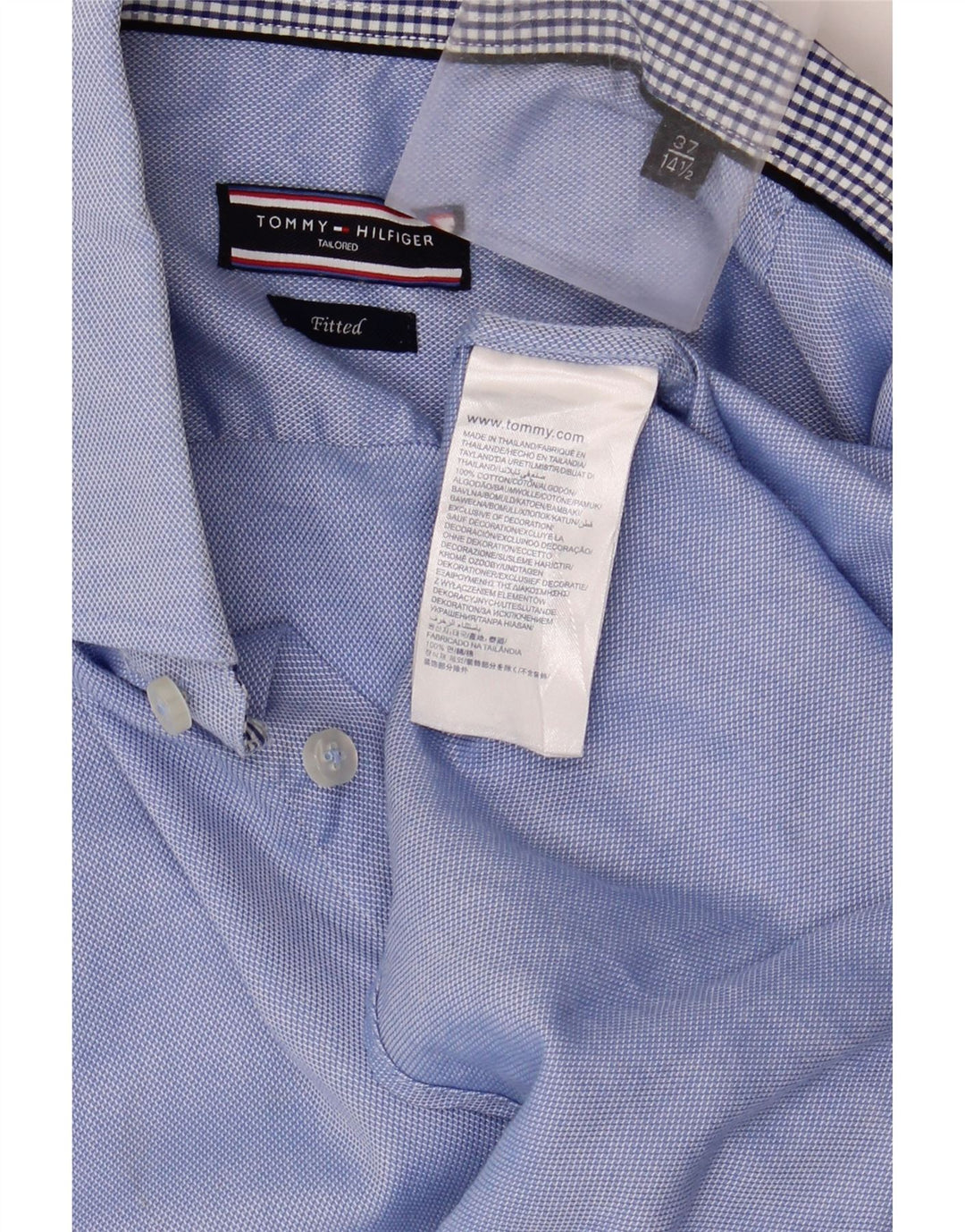 TOMMY HILFIGER Mens Tailored Shirt Size 37 14 1/2 Small Blue Cotton