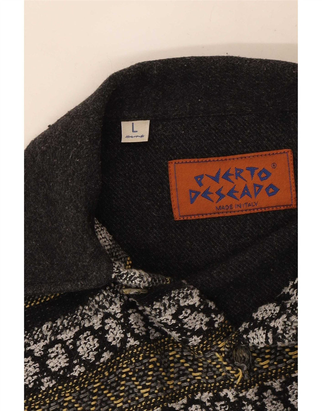 Vintage Mens Flannel Shirt Large Grey Geometric