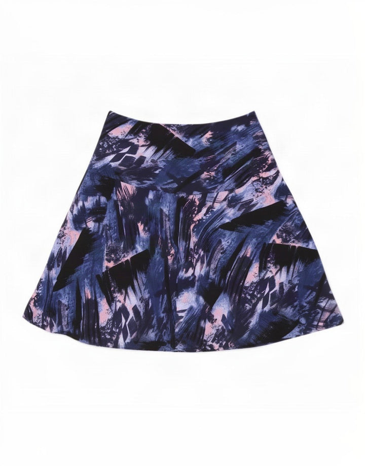 Marks & Spencer Womens Abstract Pattern A-Line Skirt UK 12 Medium W32 Blue