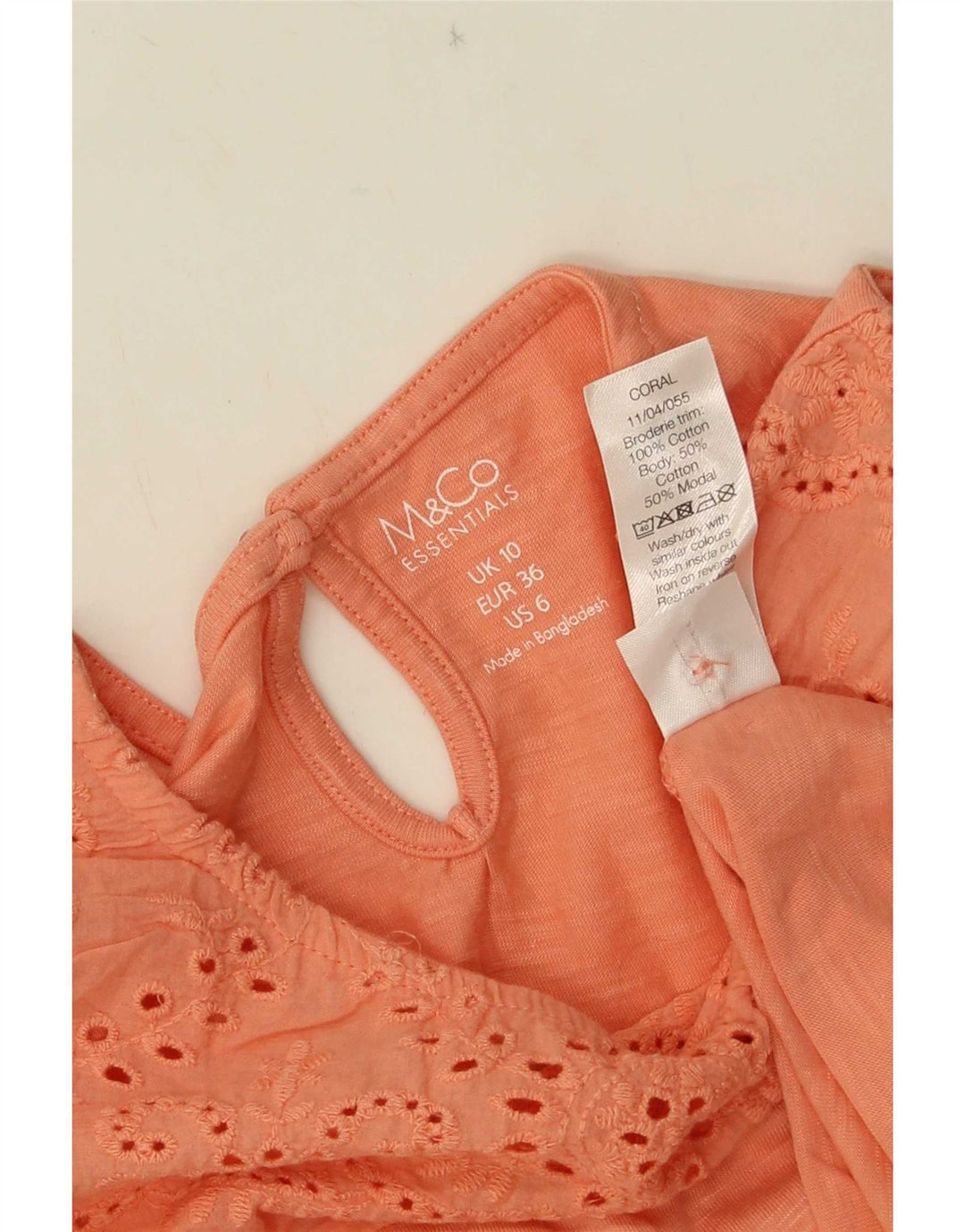M&Co Womens Vest Top UK 10 Small Pink Cotton