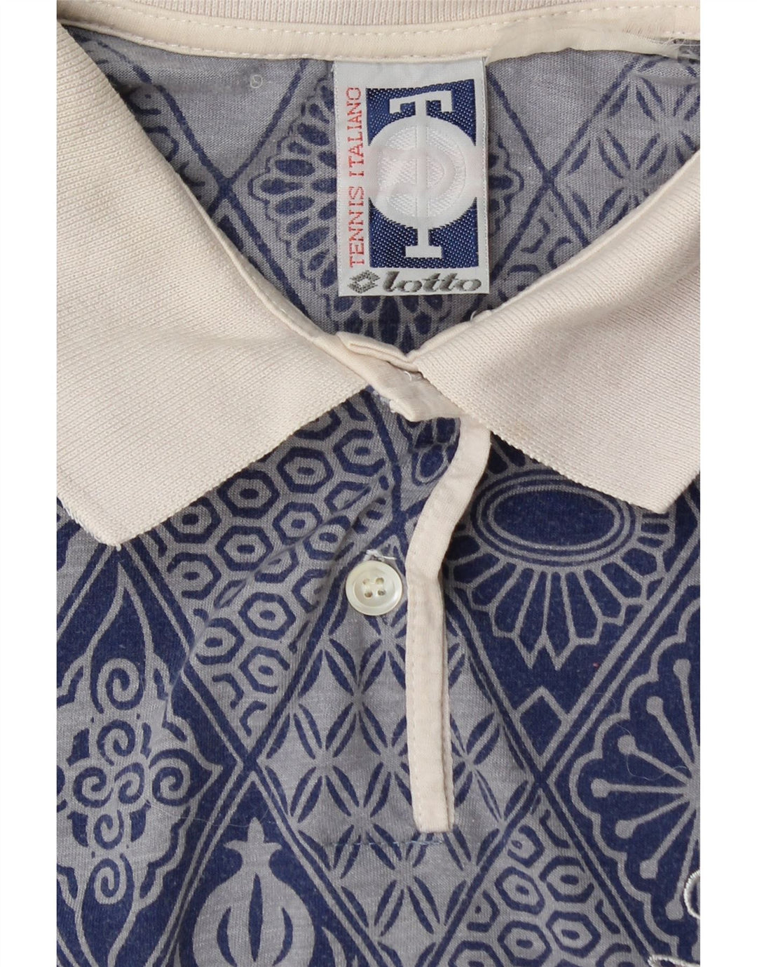 LOTTO Womens Sleeveless Polo Shirt UK 12 Medium Blue Geometric