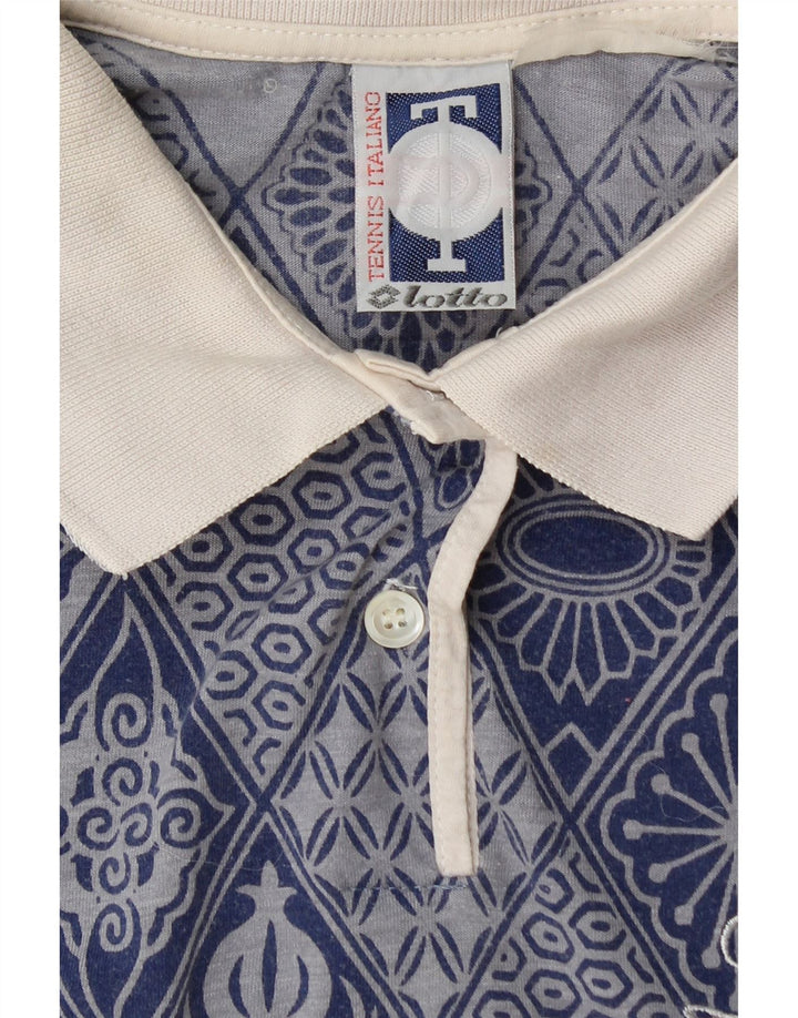 LOTTO Womens Sleeveless Polo Shirt UK 12 Medium Blue Geometric