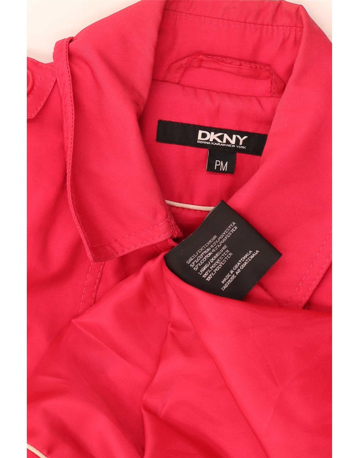 Dkny Womens Trench Coat UK 14 Medium Pink Cotton
