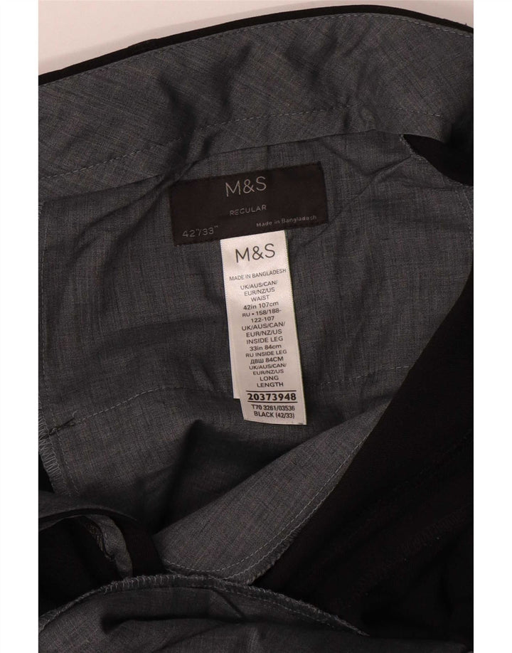 Marks & Spencer Mens Straight Suit Trousers W42 L33 Black Polyester