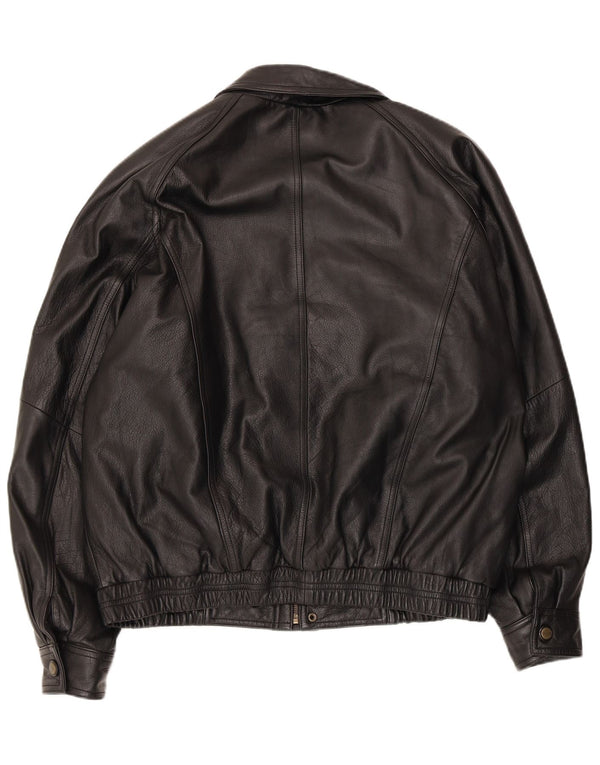Ivy Crew Mens Leather Jacket UK 40 Large Black