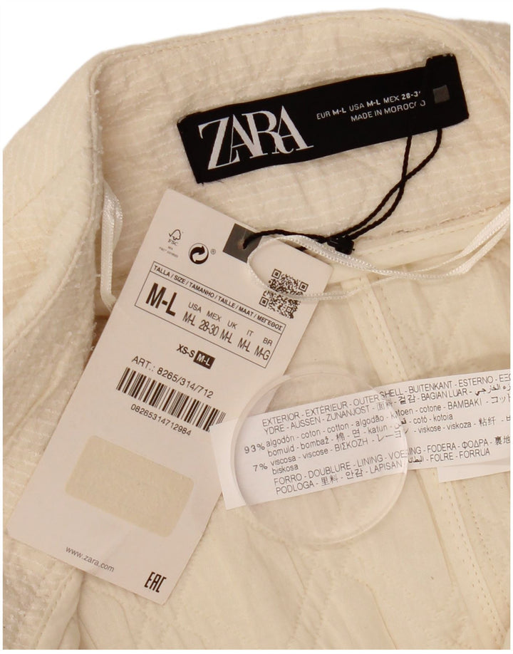 ZARA Womens Oversized 3/4 Sleeve Open Blazer Jacket UK 14 Medium Off White
