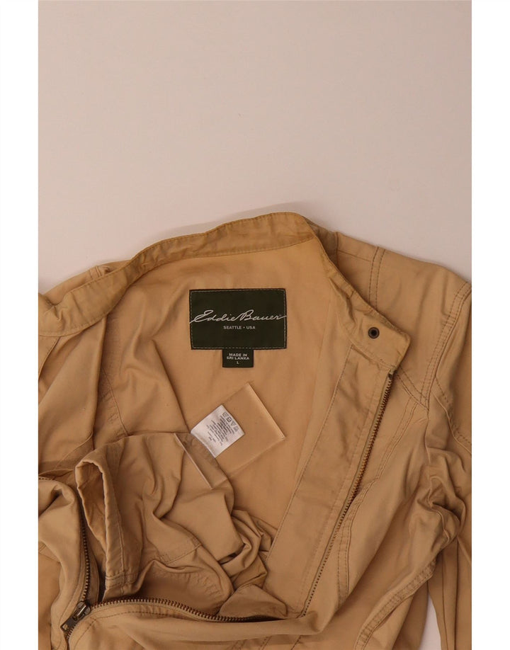 EDDIE BAUER Womens Seattle Bomber Jacket UK 16 Large Beige Cotton