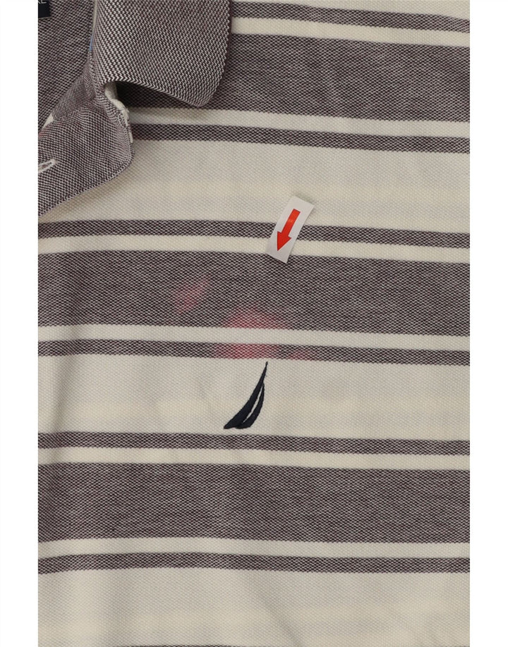 NAUTICA Mens Polo Shirt 2XL Grey Striped Cotton