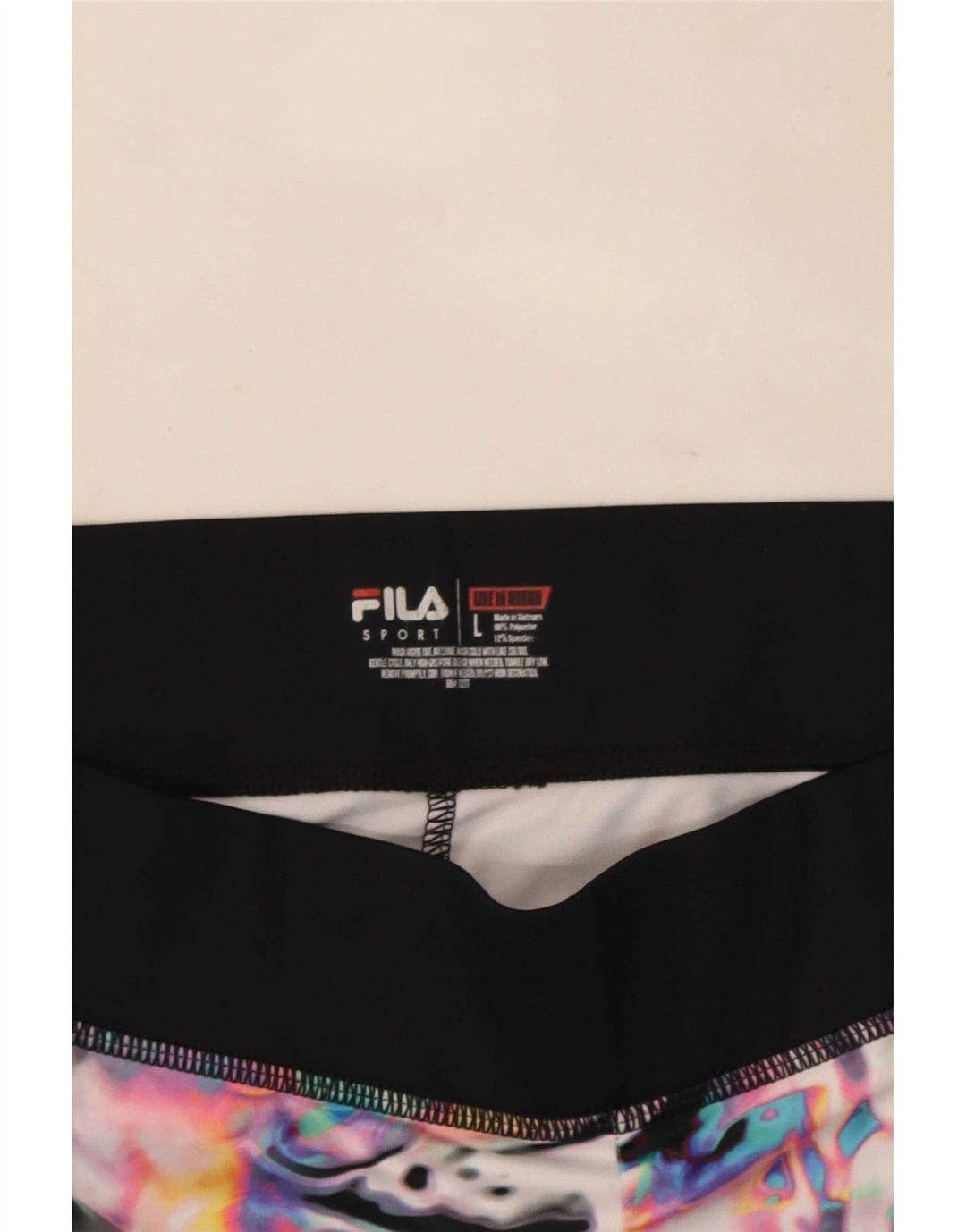Fila Womens Abstract Pattern Capri Leggings UK 14 Large Black Polyester
