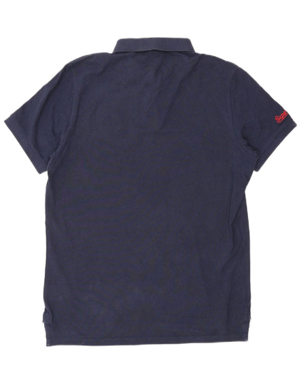 SUPERDRY Mens Polo Shirt Large Navy Blue Cotton
