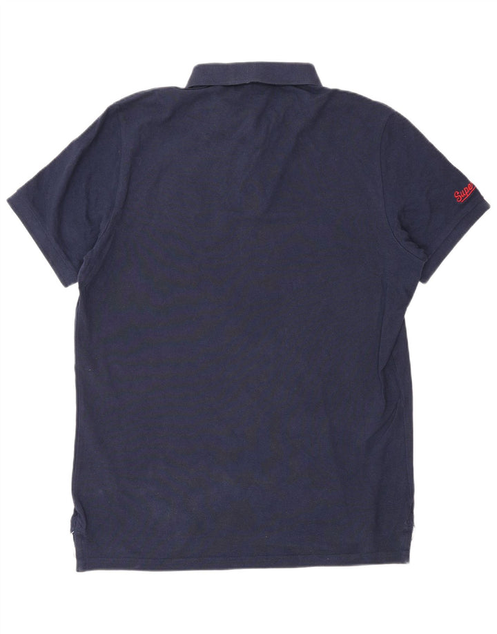 SUPERDRY Mens Polo Shirt Large Navy Blue Cotton