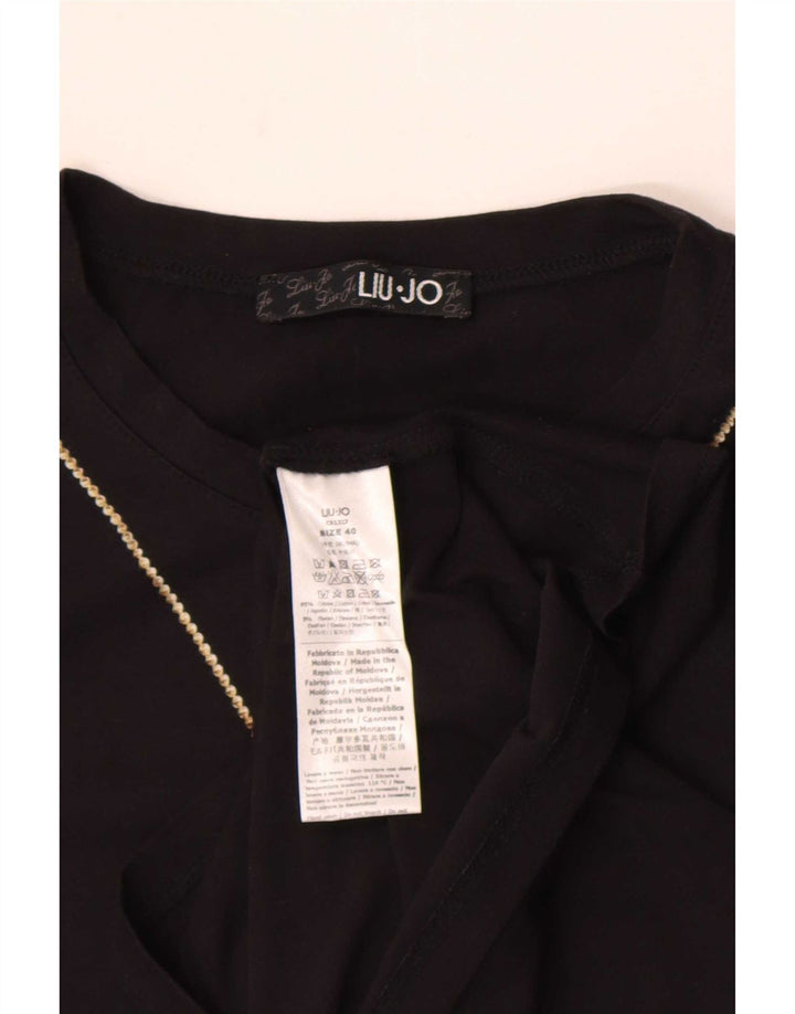 Liu Jo Womens Graphic Top Long Sleeve IT 40 Small Black Cotton