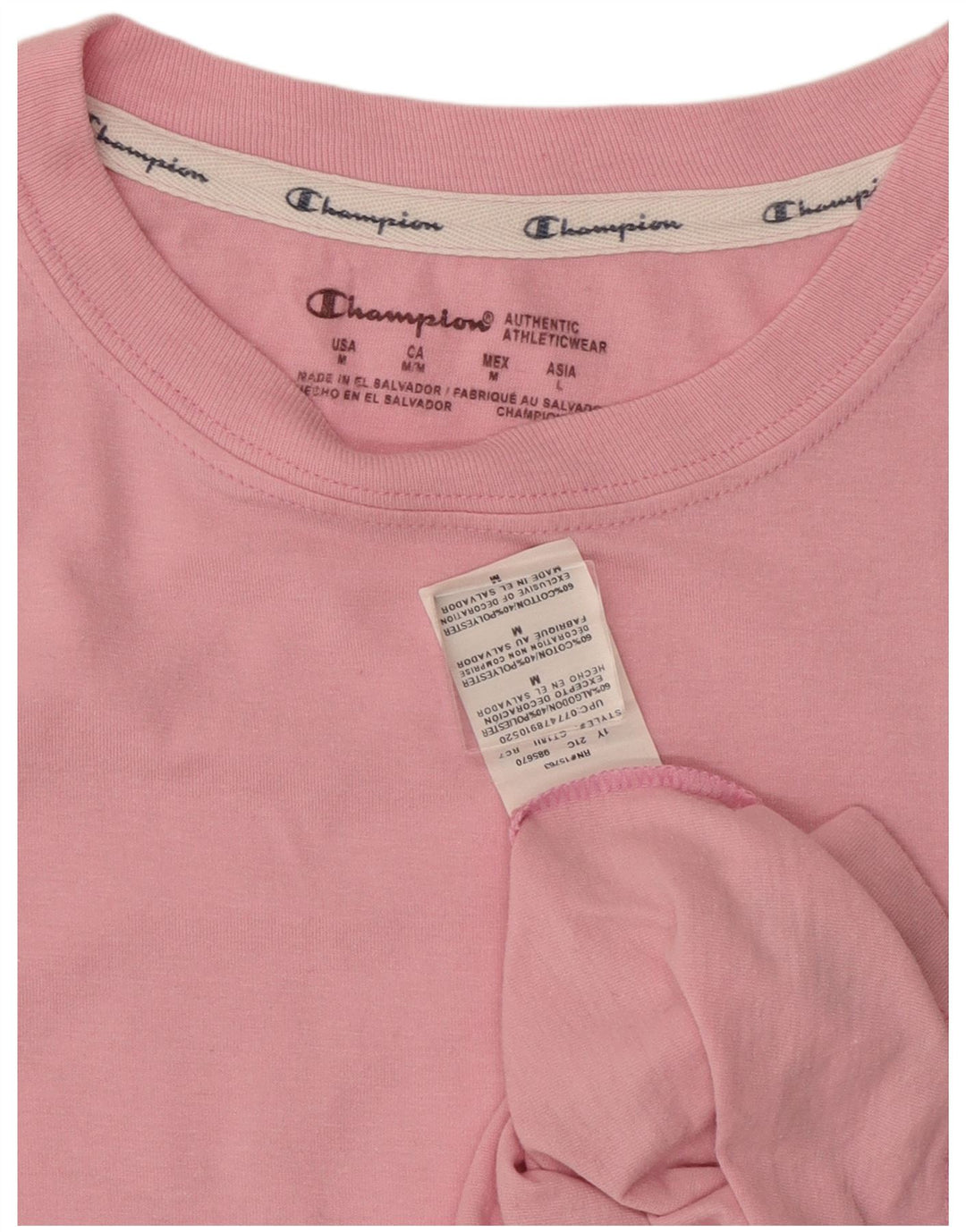 Champion Womens T-Shirt Top UK 12 Medium Pink Cotton