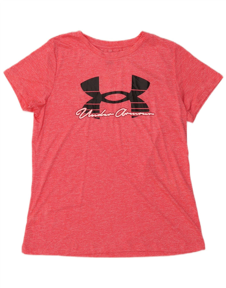 UNDER ARMOUR Womens Graphic T-Shirt Top UK 14 Large Red Flecked