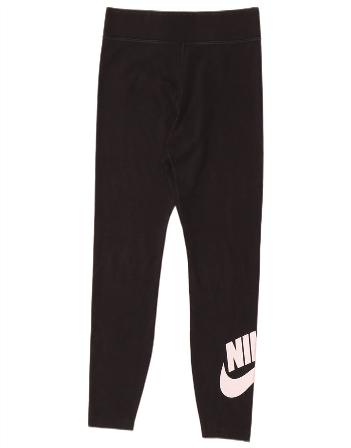 Nike Womens Graphic Leggings UK 12 Medium  Black Cotton