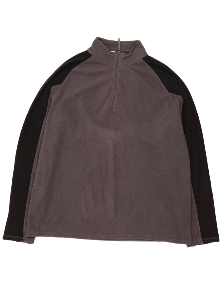 MOUNTAIN WAREHOUSE Mens Zip Neck Fleece Jumper 2XL Grey Colourblock
