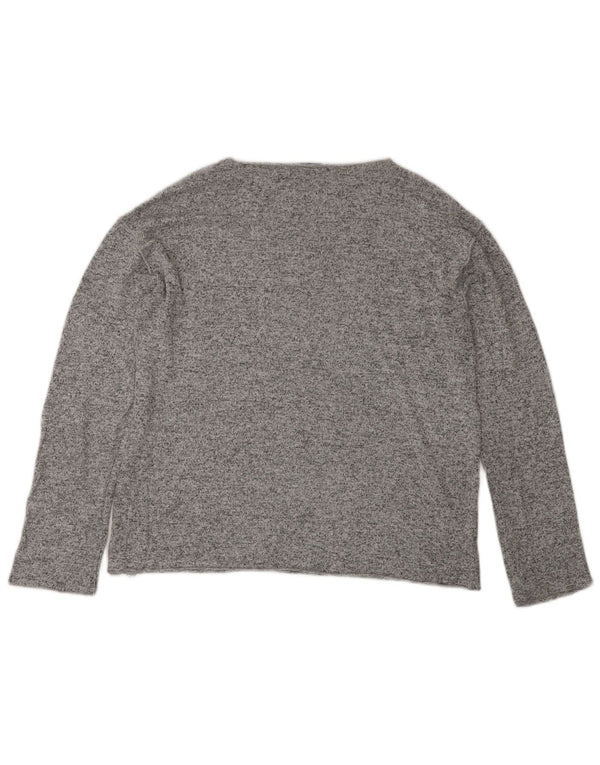 Zara Womens Top Long Sleeve UK 10 Small Grey Flecked Viscose