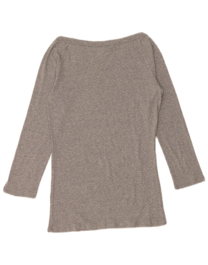 BENETTON Womens Off Shoulder Top 3/4 Sleeve UK 12 Medium Grey Flecked
