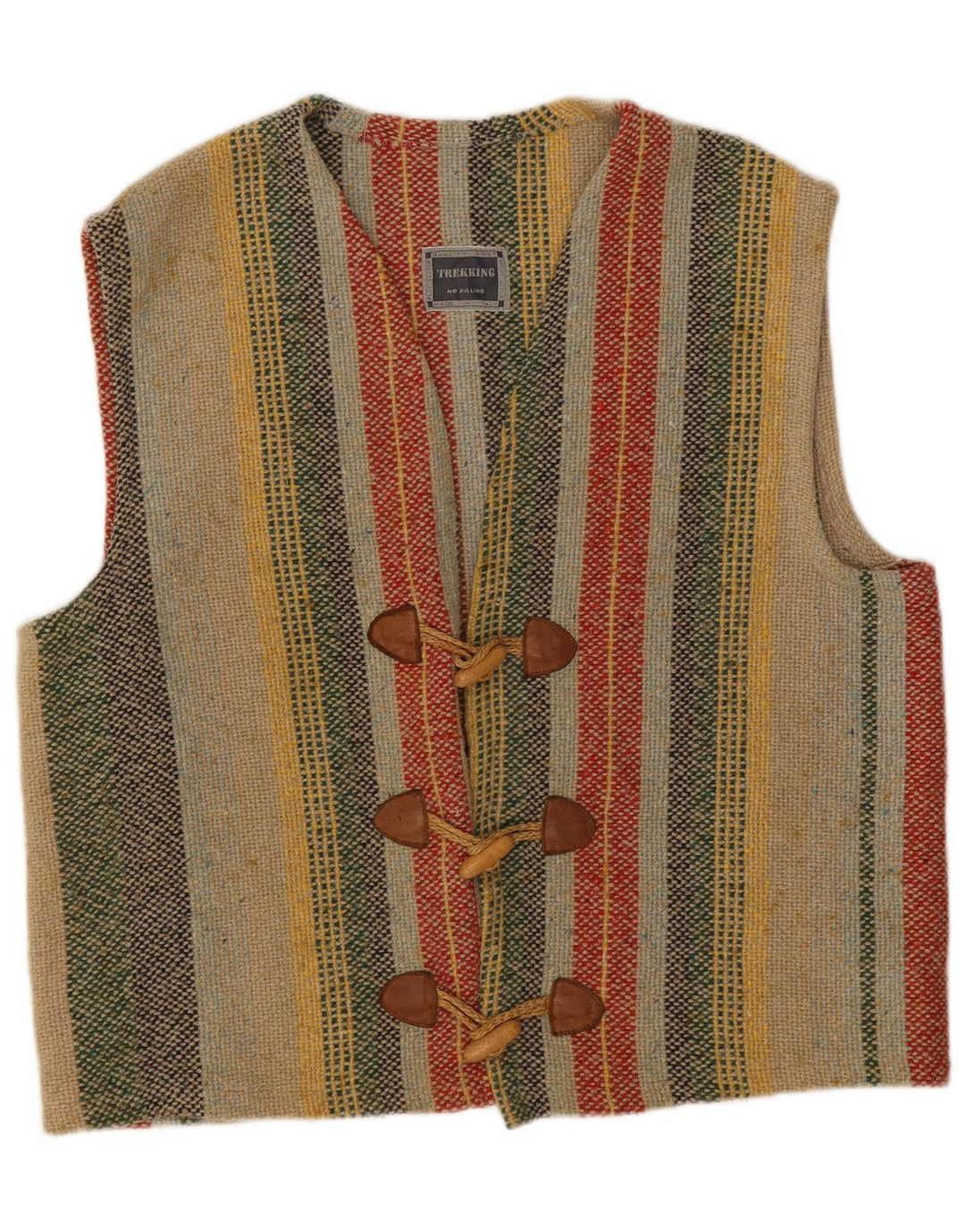 Vintage Mens Waistcoat Large Multicoloured Striped Acrylic
