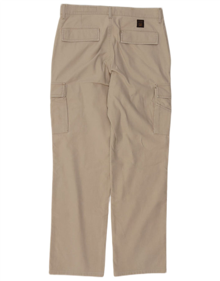 Gas Mens Straight Cargo Trousers W34 L32 Beige Cotton